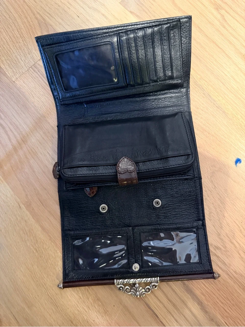 Brighton Y2K Convertible  Brown Croc-Textured Leather Crossbody Organizer Clutch
